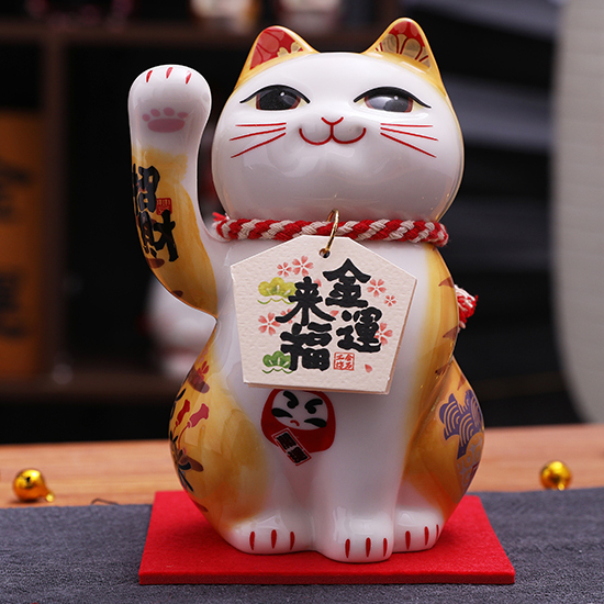 Japanese style Lucky Cat Decoration for indoor 金運來福招財貓 Orange Cat Lucky Cat