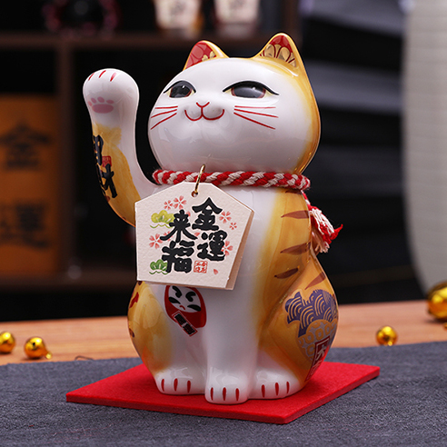 Japanese style Lucky Cat Decoration for indoor 金運來福招財貓 Orange Cat Lucky Cat