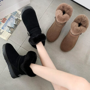 皮革襯裡絨毛冬靴 Suede Leather Fur Lining Winter Boots