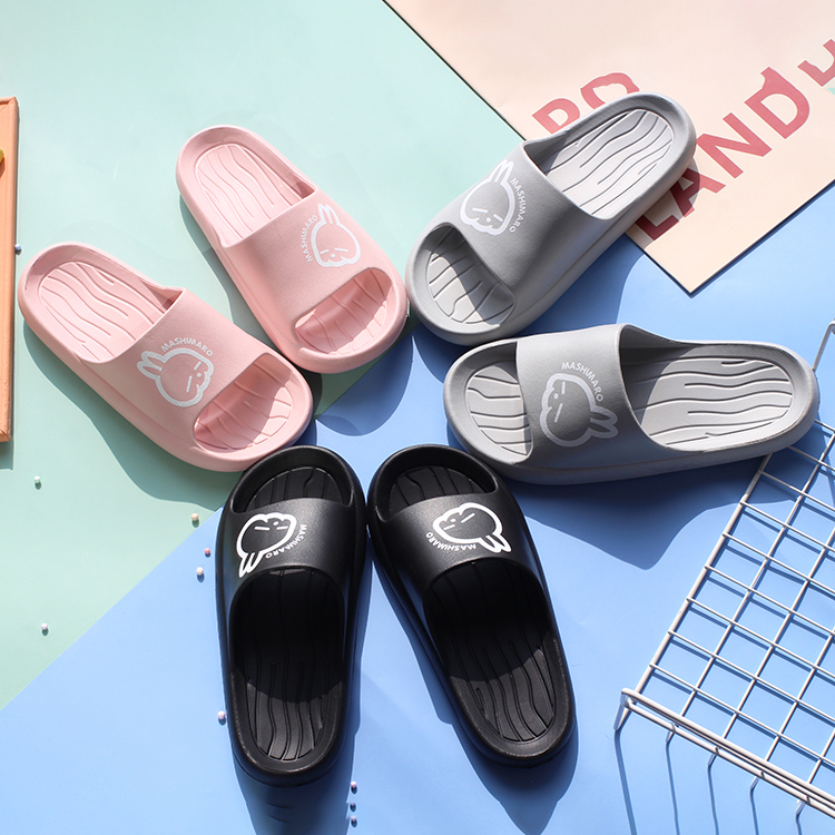 3 pairs of Mashi Maro Plastic Slipper. It has pink, grey and black in color.