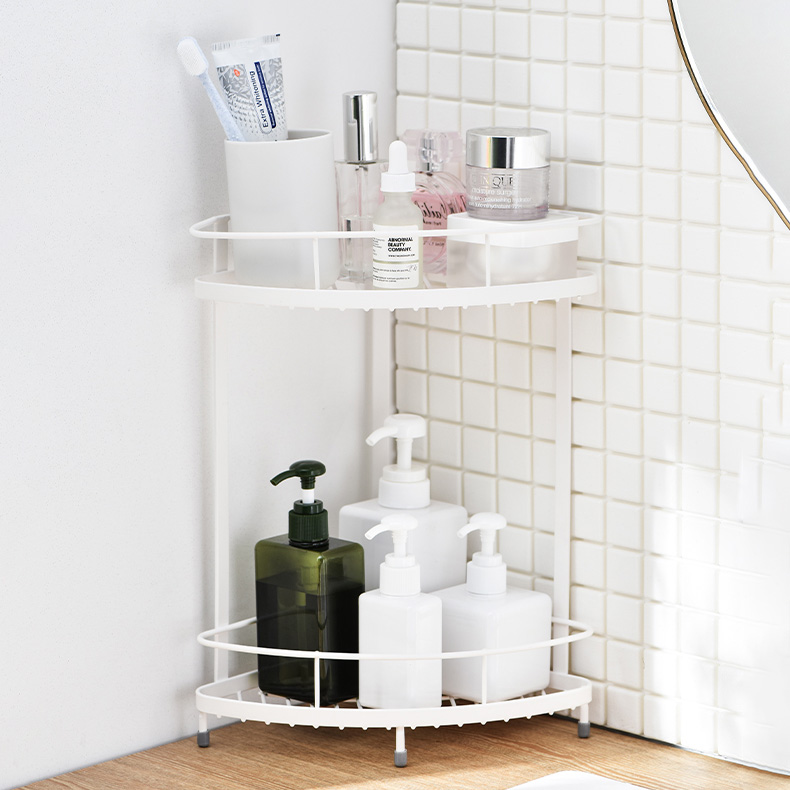 A white bathroom mini shelf.