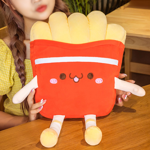 A cute french fries plushies with a smile face.