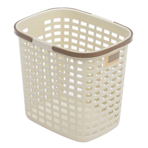 A plastic plae yellow Laundry basket
