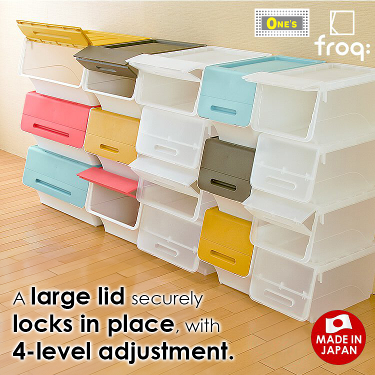 Sanka Japan made ROOM'S Froq, Japanese plastic storage stackable storage box series. Ton's of ROOM'S Froq storage case in different colors, like red, yellow, blue and white. Dimension 44.5 x 34 x 31 cm. Now sales in Toronto.
