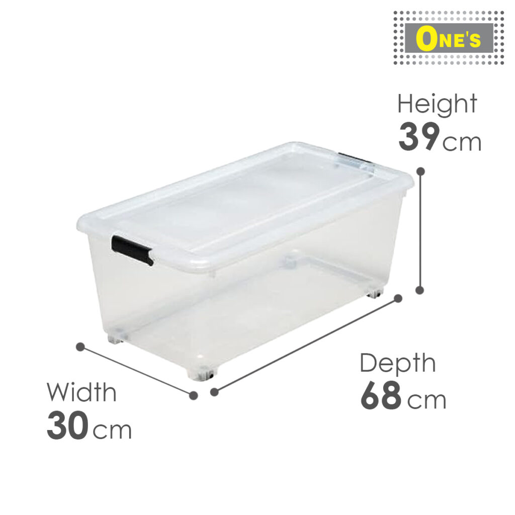 Dimension of Japan made Korokoro Case, Japanese plastic storage chest. Transparent white in color. Dimension 30x 68 x 39 cm. Now sales in Toronto.