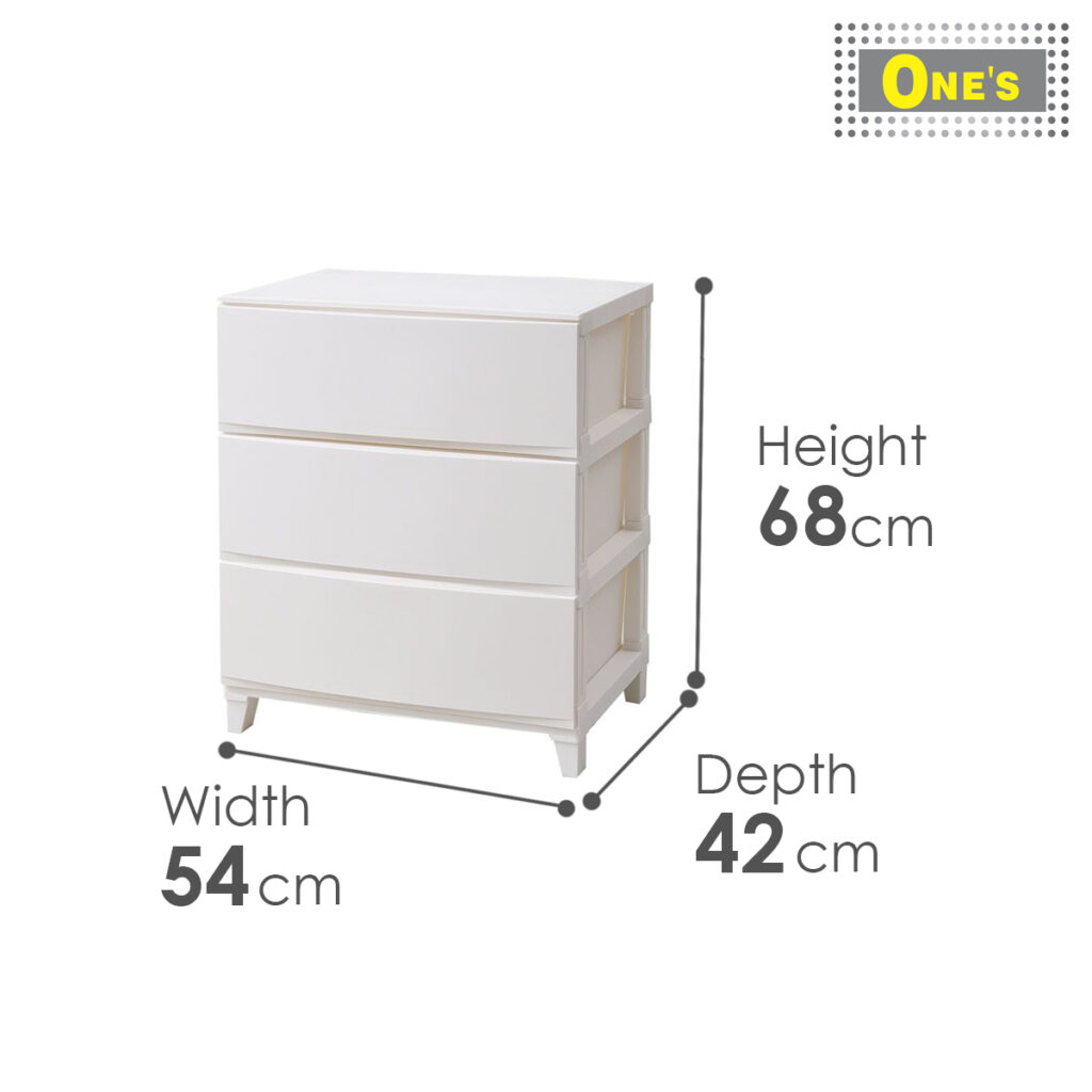 Dimension of 3 Layers Sanka Japan made ROOM'S Shade, Japanese plastic storage chest. White in color. Dimension 54 x 42 x 68 cm. Now sales in Toronto.