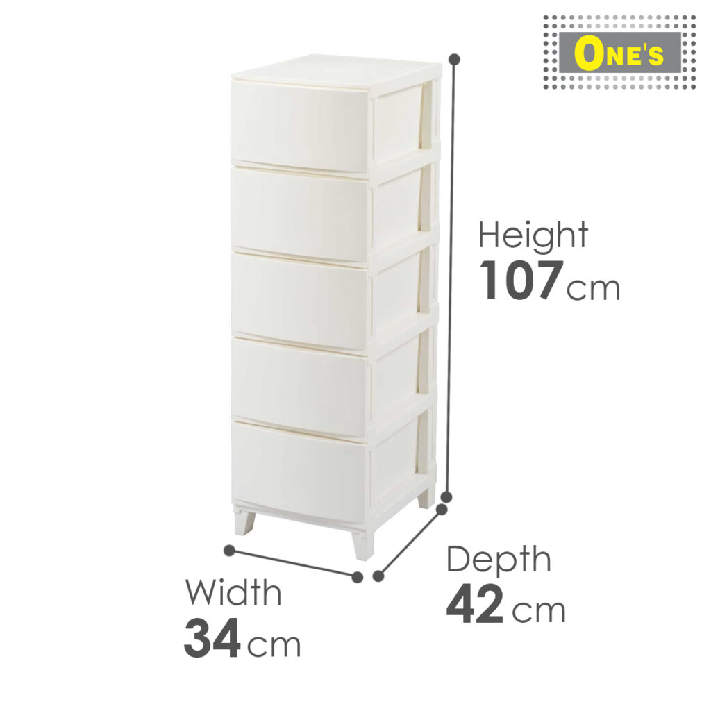 Dimension of Sanka Japan made ROOM'S Shade, Japanese plastic storage chest. White in color. Dimension 34 x 42 x 107 cm. Now sales in Toronto.