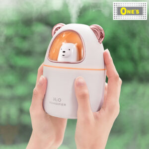 A Desktop Cartoon Space Bear USB Portable Humidifier, white . With colorful decorative light.