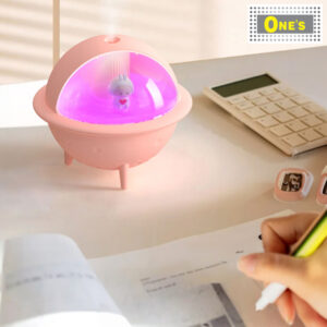 Display of a pink space UFO rabbit Humidifier.