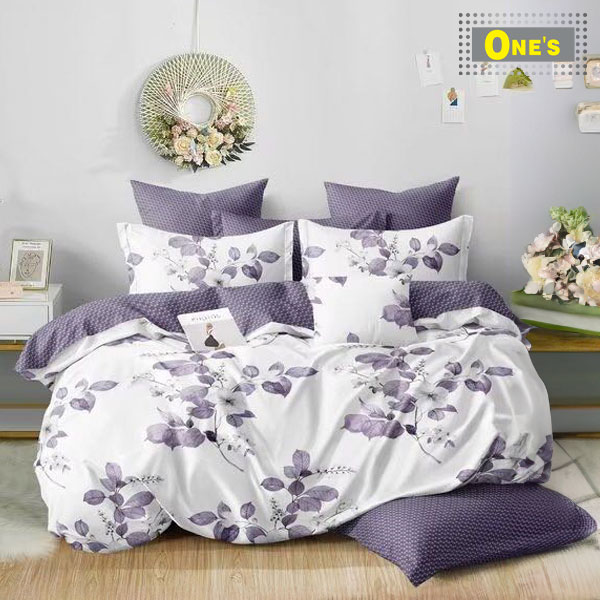 Purple Leaf pattern Bedding. ONNO HOME Fitted Sheet, Flat Sheet and Pillow Case SET, comes with Twins, Double, Full, Queen, King Size for selection.