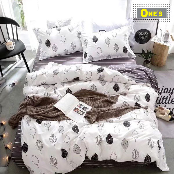 BW Leaf pattern Bedding. ONNO HOME Fitted Sheet, Flat Sheet and Pillow Case SET, comes with Twins, Double, Full, Queen, King Size for selection.