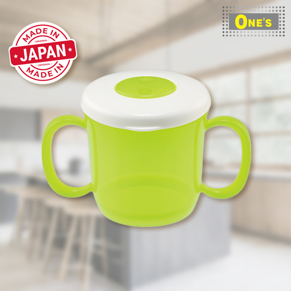 Made in Japan Baby Mug with double handles and lid (Green)