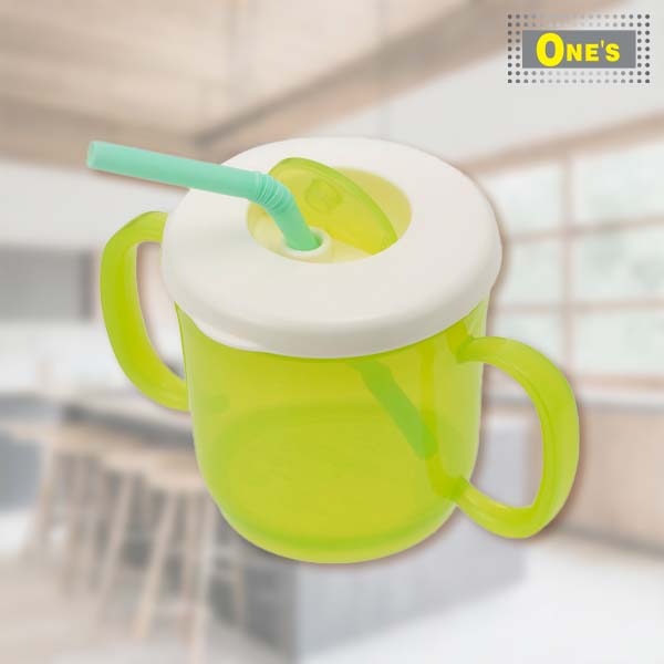 Made in Japan Baby Mug with double handles and lid (Green)