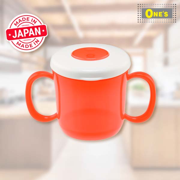 Made in Japan Baby Mug with double handles and lid (Red)
