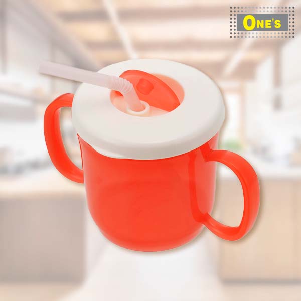 Made in Japan Baby Mug with double handles and lid (Red)