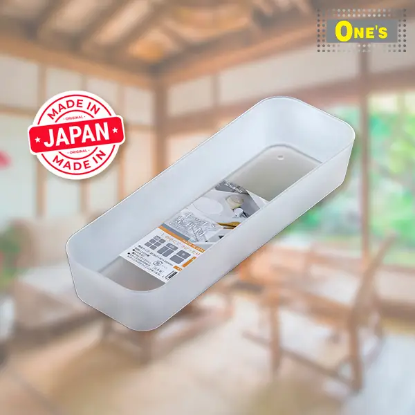 Product Image of Japan Made Drawer storage organizer (size M). Produced by Japan company Nakaya. Transparent White in color. Simple design and made of plastic. Circled angle to prevent damage. Now is available in One's Better Living.
