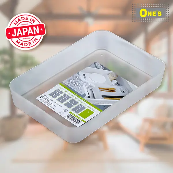 Product Image of Japan Made Drawer storage organizer (size L). Produced by Japan company Nakaya. Transparent White in color. Simple design and made of plastic. Circled angle to prevent damage. Now is available in One's Better Living.