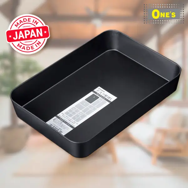 Product Image of Japan Made Drawer storage organizer (size L). Produced by Japan company Nakaya. Black in color. Simple design and made of plastic. Circled angle to prevent damage. Now is available in One's Better Living.