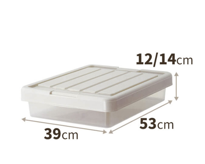 A product image of Tenma Fits Case (Slim Box), a plastic storage organizer with dimension 39 x 53 x 12/14 cm.