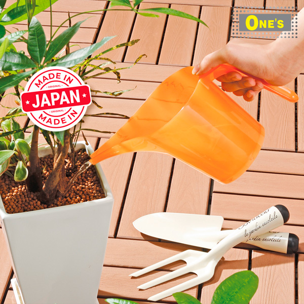 Made in Japan, Nakaya Gardening item tool, watering flower pot. Plastic in orange transparent color.