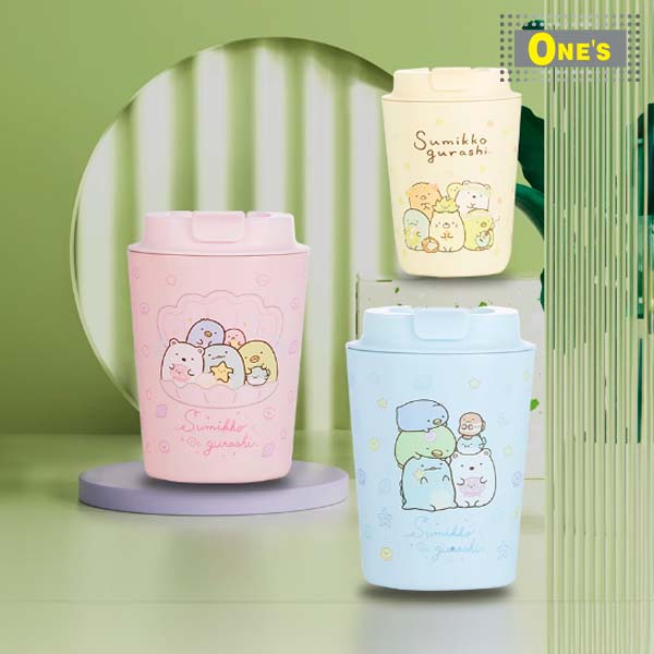 日本企業San-X角落生物Sumikko Gurashi（すみっコぐらし），又名角落小夥伴，卡通角色咖啡保溫瓶 。 San-X Sumikko Gurashi, cartoon character coffee cup.