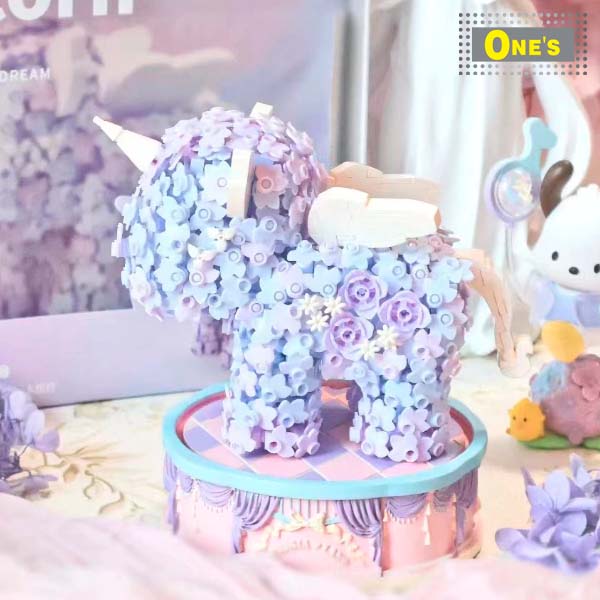 月光社 獨角獸 花朵 積木玩具 女生 送禮 Dream Princess Girl Flower Unicone Brick Toy Gift Present (Blue)