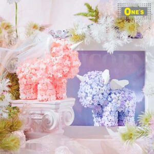 月光社 獨角獸 花朵 積木玩具 女生 送禮 Dream Princess Girl Flower Unicone Brick Toy Gift Present (Blue Pink)